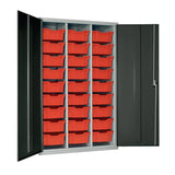 HR681 27 Tray High-Capacity Storage Cupboard - Dark Grey with Red Trays - JD Catering Equipment Solutions Ltd