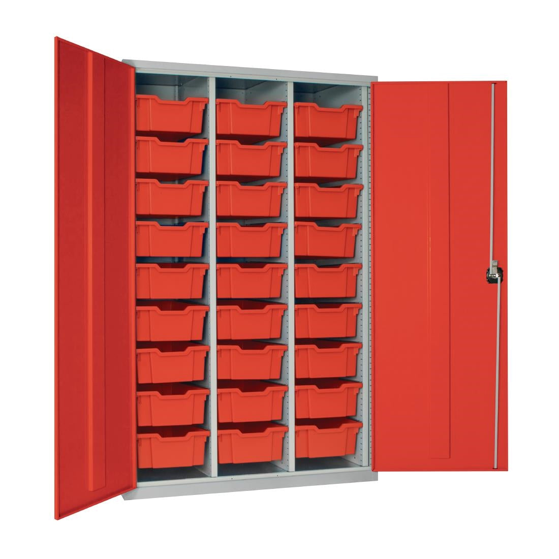HR682 27 Tray High-Capacity Storage Cupboard - Red with Red Trays