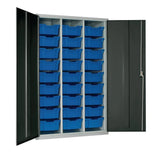 HR685 27 Tray High-Capacity Storage Cupboard - Dark Grey with Blue Trays - JD Catering Equipment Solutions Ltd