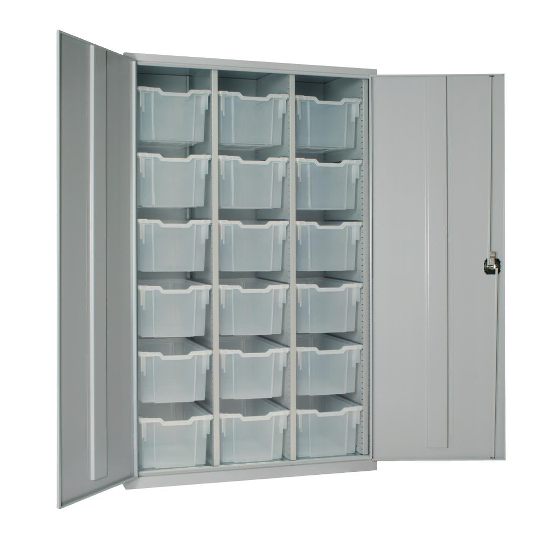HR687 18 Tray High-Capacity Storage Cupboard - Grey with Transparent Trays
