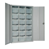 HR687 18 Tray High-Capacity Storage Cupboard - Grey with Transparent Trays - JD Catering Equipment Solutions Ltd