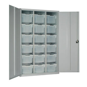 HR687 18 Tray High-Capacity Storage Cupboard - Grey with Transparent Trays - JD Catering Equipment Solutions Ltd
