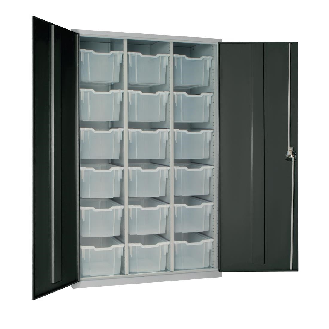 HR689 18 Tray High-Capacity Storage Cupboard - Dark Grey with Transparent Trays