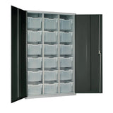 HR689 18 Tray High-Capacity Storage Cupboard - Dark Grey with Transparent Trays - JD Catering Equipment Solutions Ltd