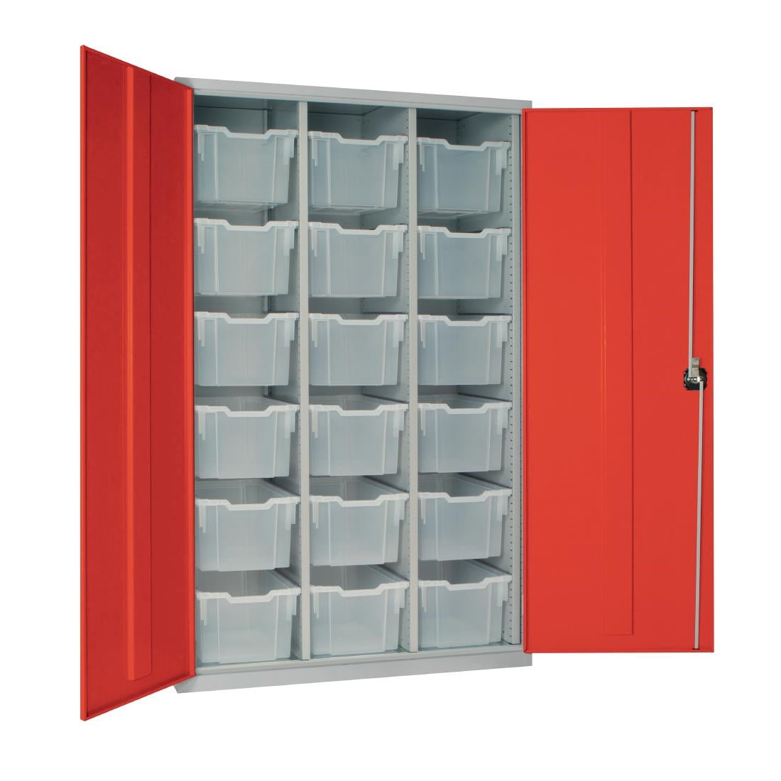 HR690 18 Tray High-Capacity Storage Cupboard - Red with Transparent Trays