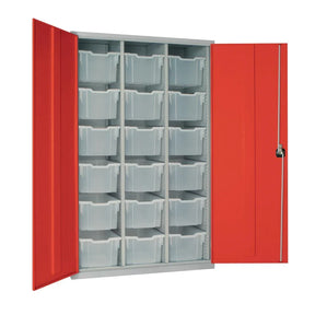 HR690 18 Tray High-Capacity Storage Cupboard - Red with Transparent Trays - JD Catering Equipment Solutions Ltd