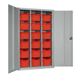 HR691 18 Tray High-Capacity Storage Cupboard - Grey with Red Trays - JD Catering Equipment Solutions Ltd