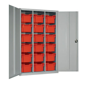HR691 18 Tray High-Capacity Storage Cupboard - Grey with Red Trays - JD Catering Equipment Solutions Ltd