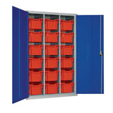 HR692 18 Tray High-Capacity Storage Cupboard - Blue with Red Trays - JD Catering Equipment Solutions Ltd