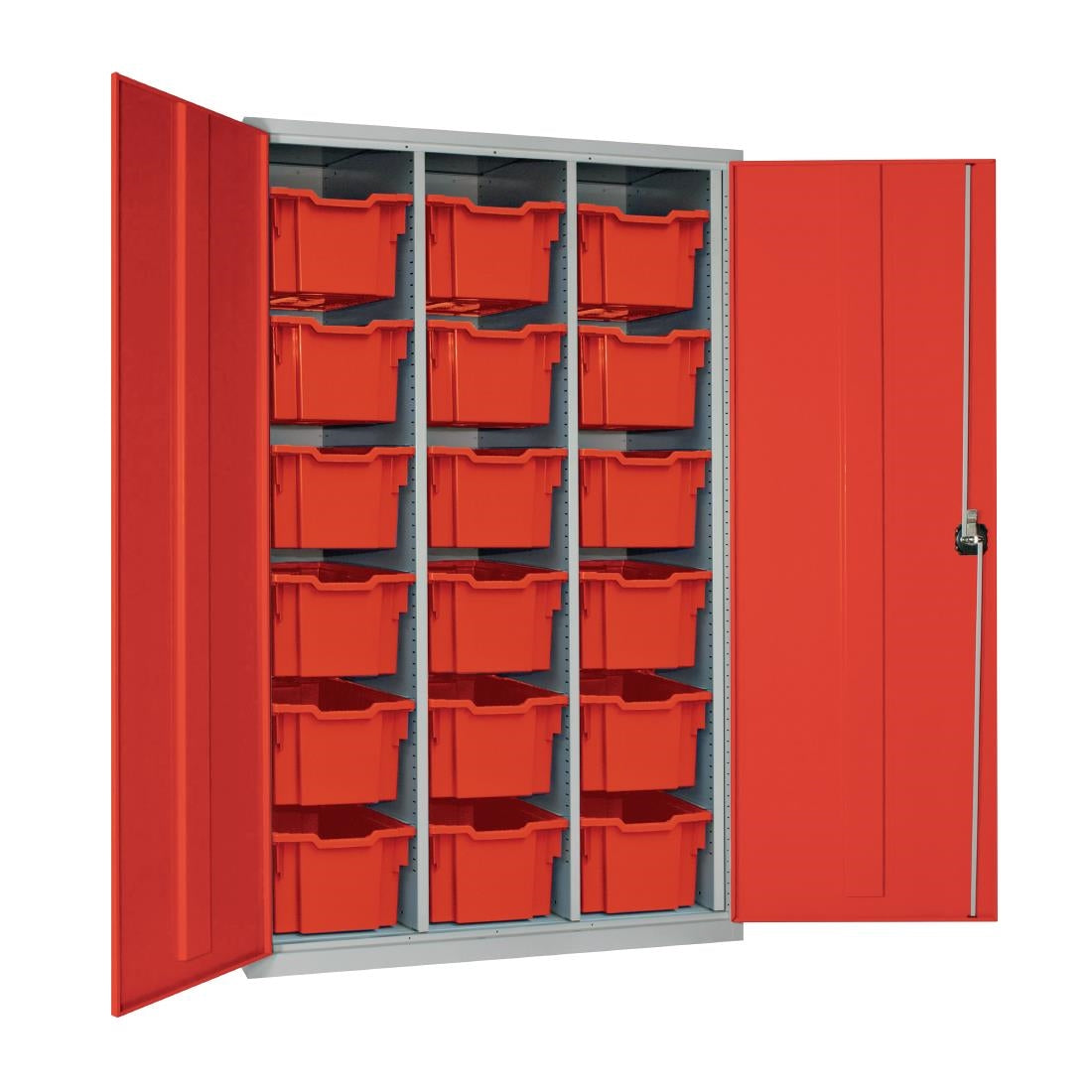 HR694 18 Tray High-Capacity Storage Cupboard - Red with Red Trays