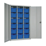 HR695 18 Tray High-Capacity Storage Cupboard - Grey with Blue Trays - JD Catering Equipment Solutions Ltd