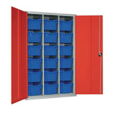 HR698 18 Tray High-Capacity Storage Cupboard - Red with Blue Trays - JD Catering Equipment Solutions Ltd