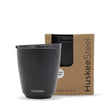 8oz HuskeeSteel Black Cup & Lid (x12) - - BioPak commercial catering consumable
