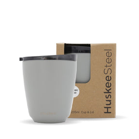 8oz HuskeeSteel Slate Cup & Lid (x12) - - BioPak commercial catering consumable