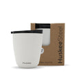 8oz HuskeeSteel White Cup & Lid (x12) - - BioPak commercial catering consumable