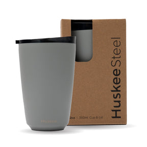 12oz HuskeeSteel Slate Cup & Lid (x12) - - BioPak commercial catering consumable
