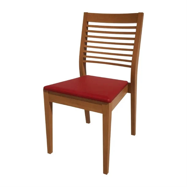HS386 Bolero Bespoke Marty B Stacking Chair in Red/Oak
