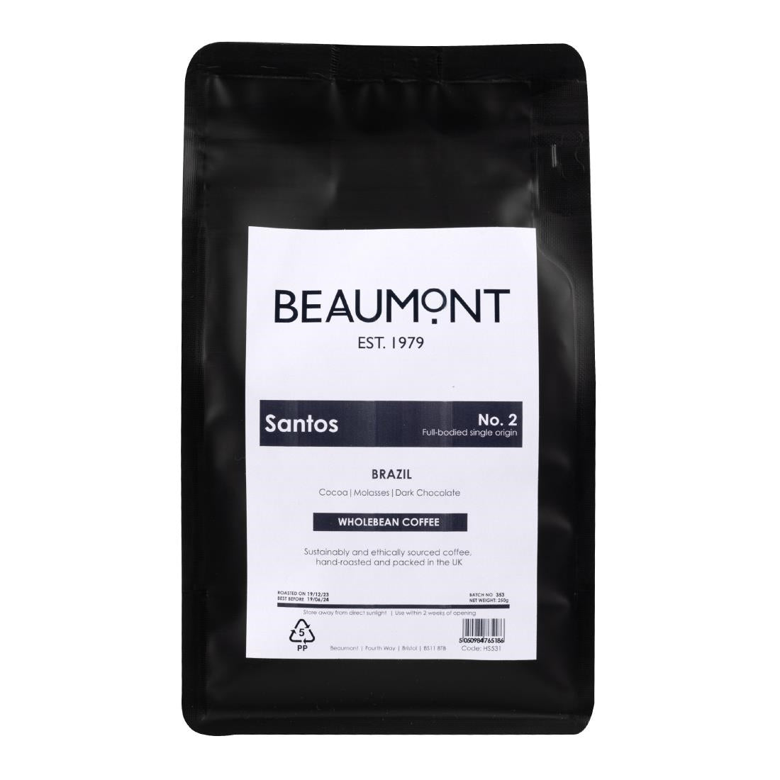 HS531 Beaumont No.2 Santos Coffee Beans 250g