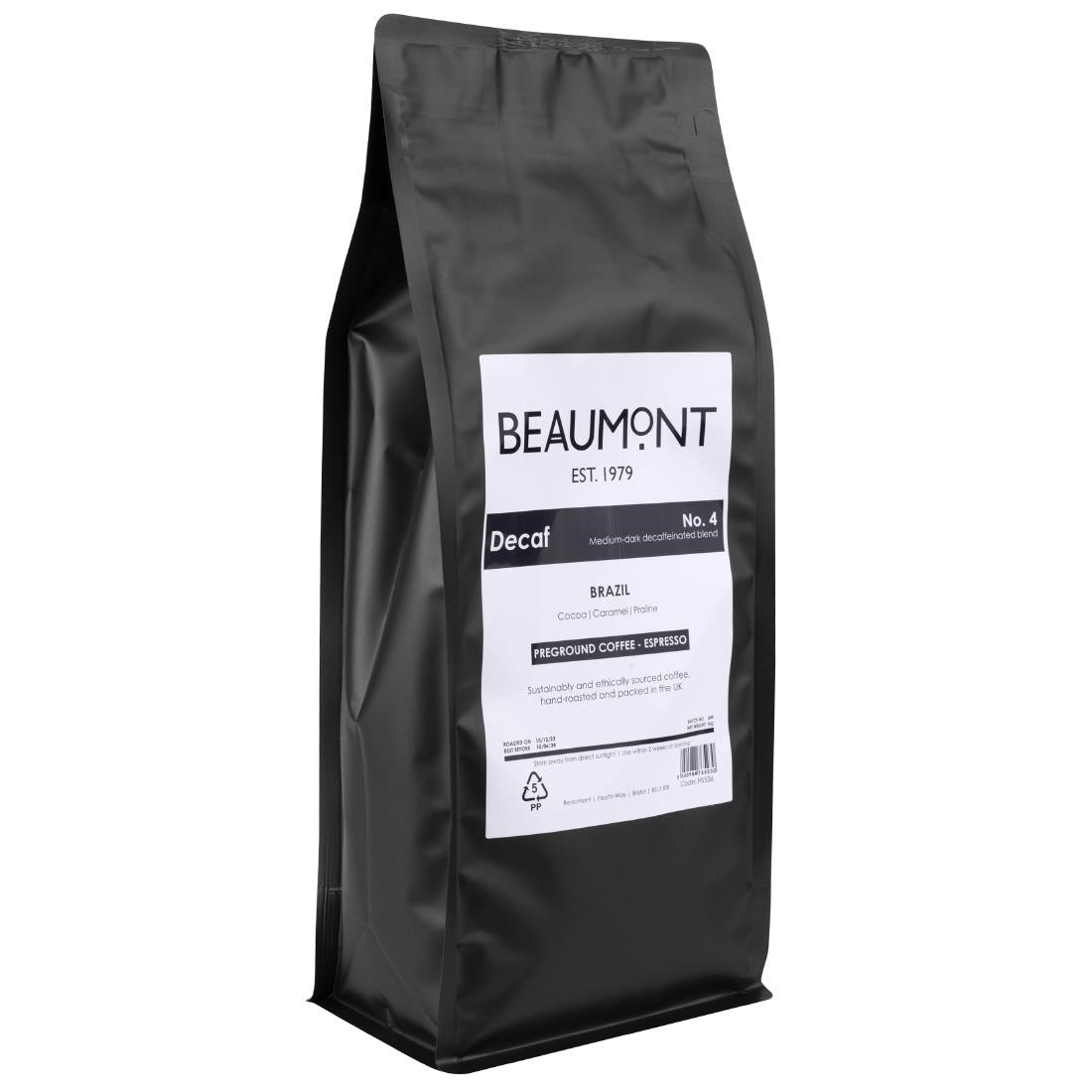 HS536 Beaumont No.4 Decaf Coffee Espresso Grind 1kg