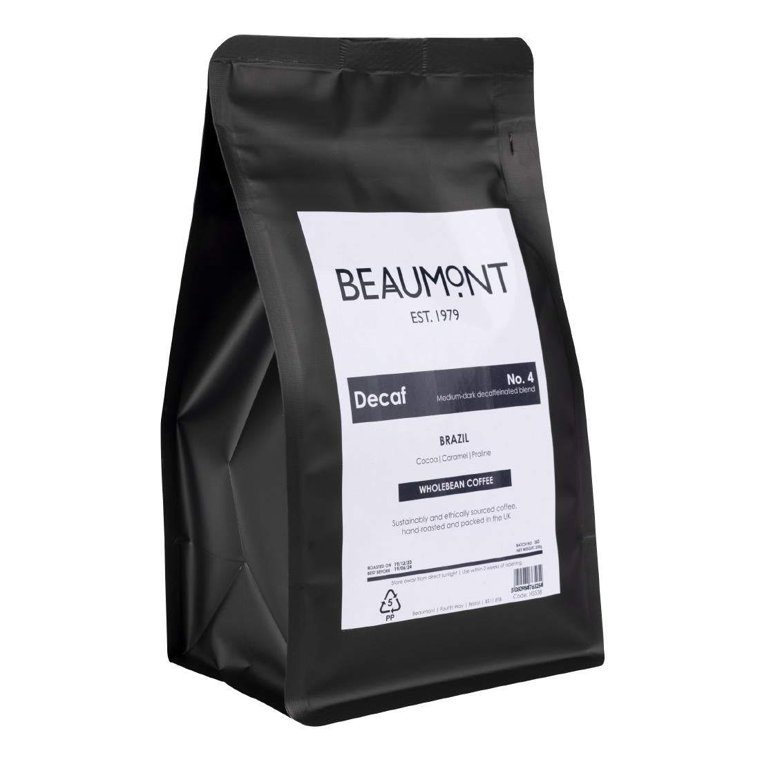 HS538 Beaumont No.4 Decaf Coffee Beans 250g