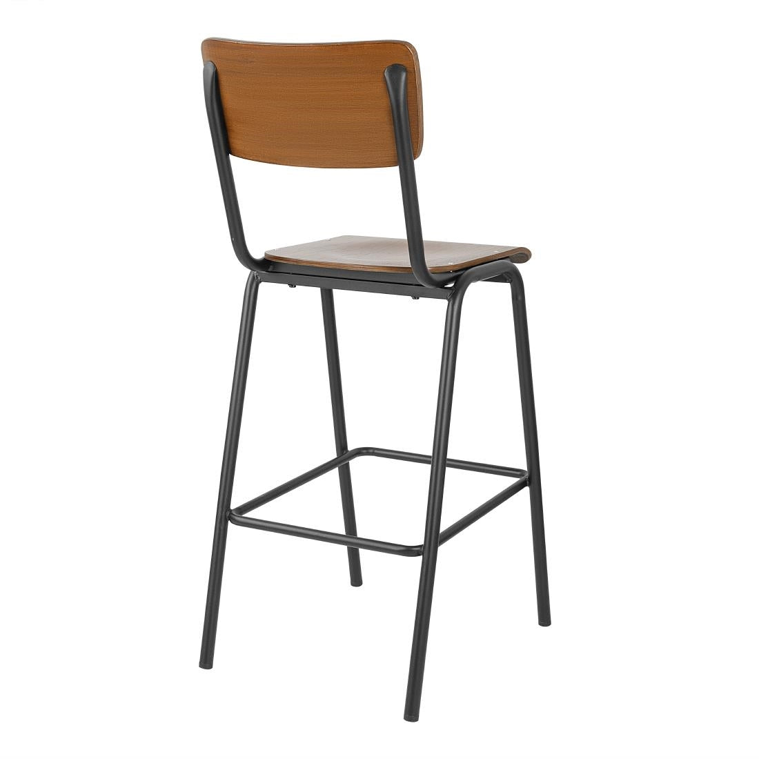 Bolero Cantina Back Rest High Stool with Seat Pad Dark Walnut Effect