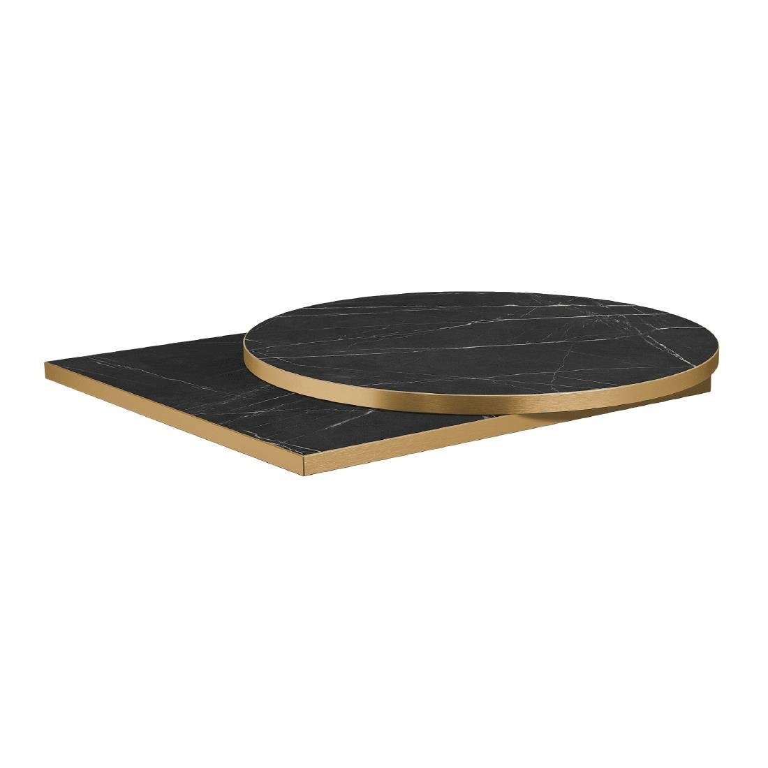 HS756 Omega Square Laminate Table Top Black Marble 700x700mm