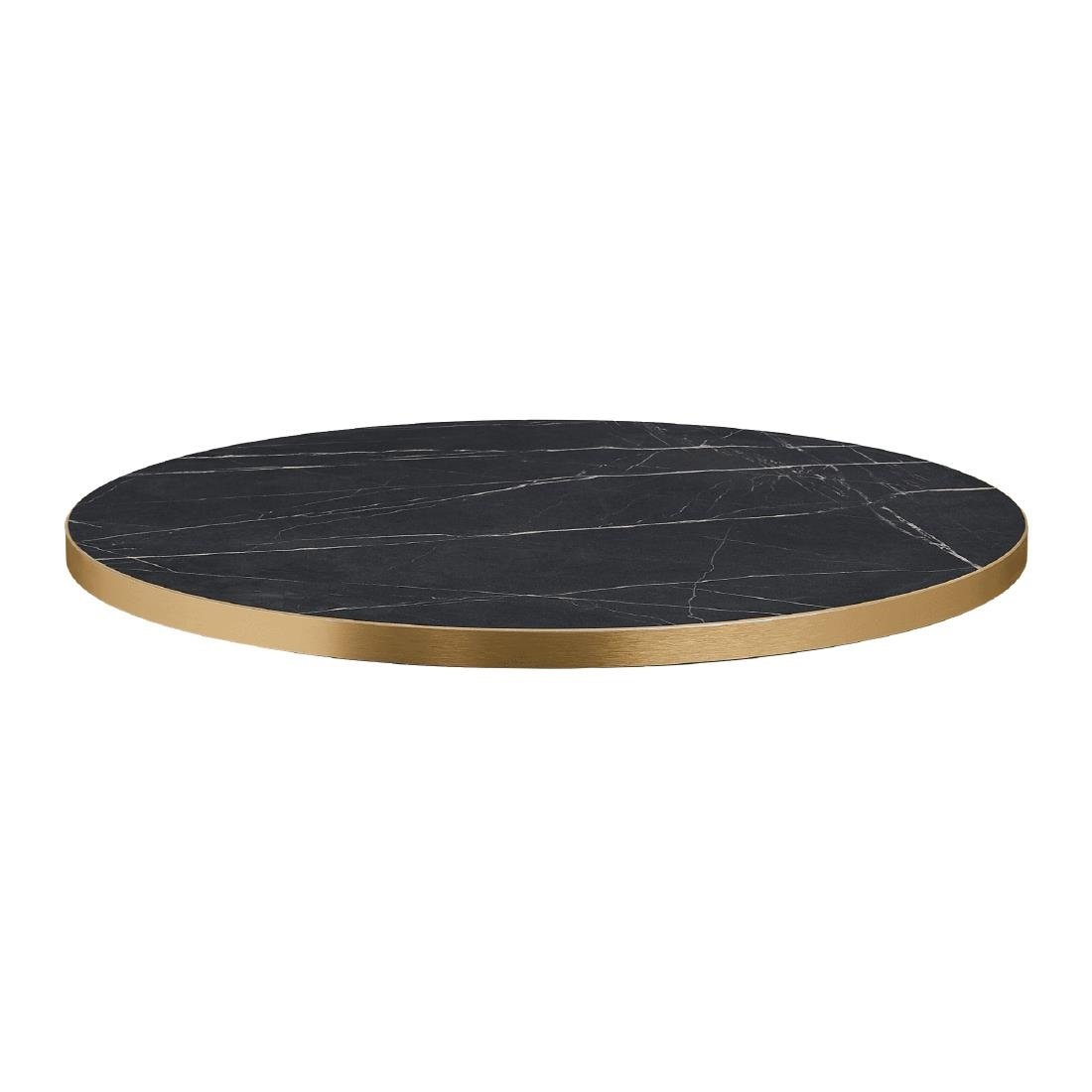 HS757 Omega Round Laminate Table Top Black Marble 800mm