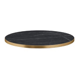 HS757 Omega Round Laminate Table Top Black Marble 800mm