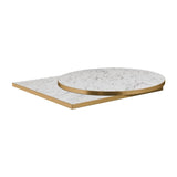 HS763 Omega Square Laminate Table Top White Carrara Marble 700x700mm
