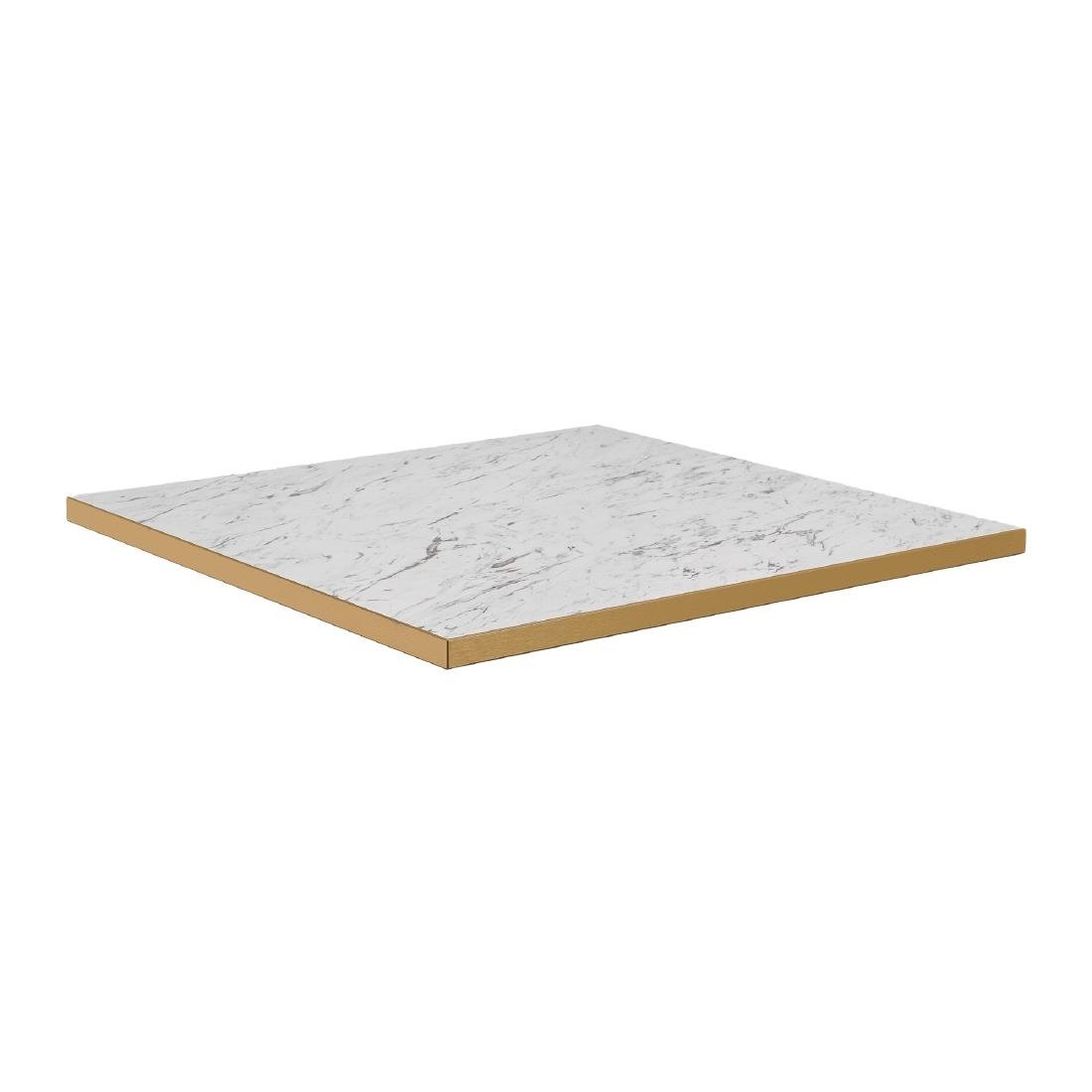 HS763 Omega Square Laminate Table Top White Carrara Marble 700x700mm