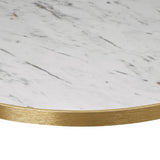 HS764 Omega Round Laminate Table Top White Carrara Marble 800mm