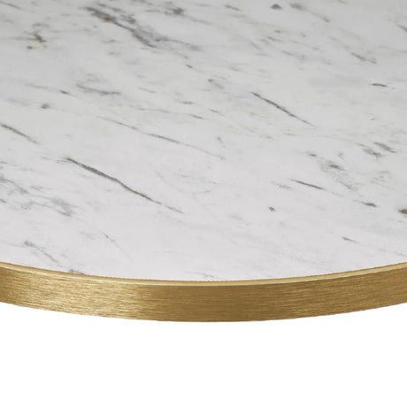 HS762 Omega Round Laminate Table Top White Carrara Marble 700mm - JD Catering Equipment Solutions Ltd