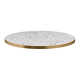 HS764 Omega Round Laminate Table Top White Carrara Marble 800mm