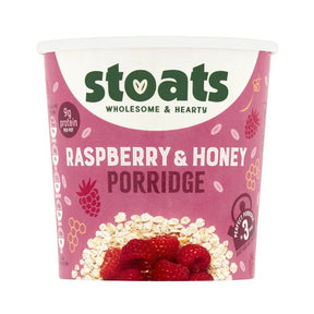 HS853 Stoats Raspberry & Honey Porridge Pots 60g (Pack of 16) - JD Catering Equipment Solutions Ltd