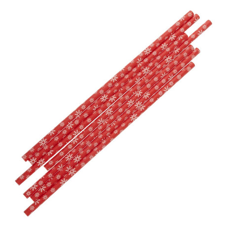 HS983 Fiesta Compostable Snowflake Paper Straws 210mm (Pack of 250)