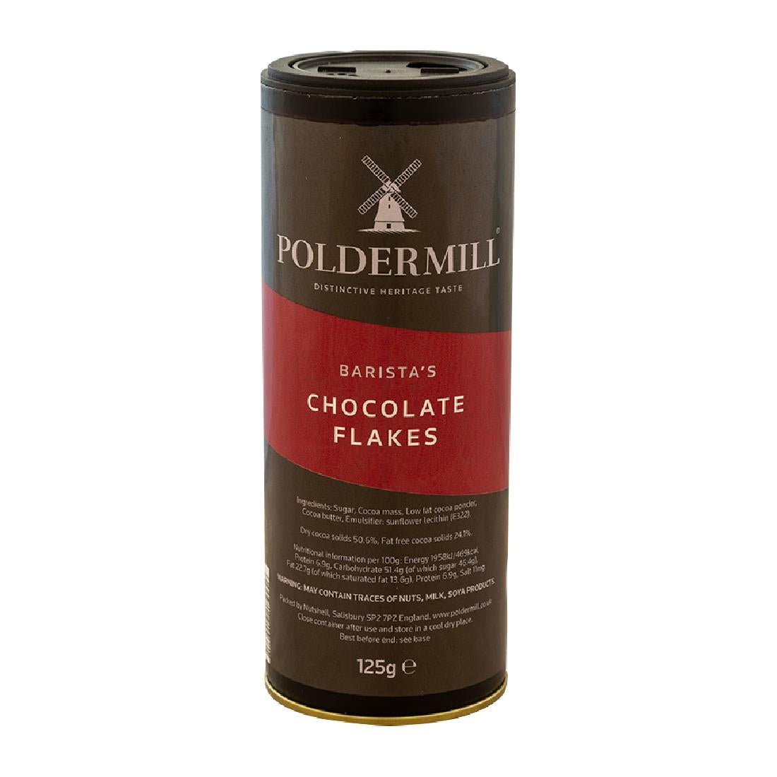 HT321 Poldermill Dark Chocolate Flakes Shaker Drum 125g