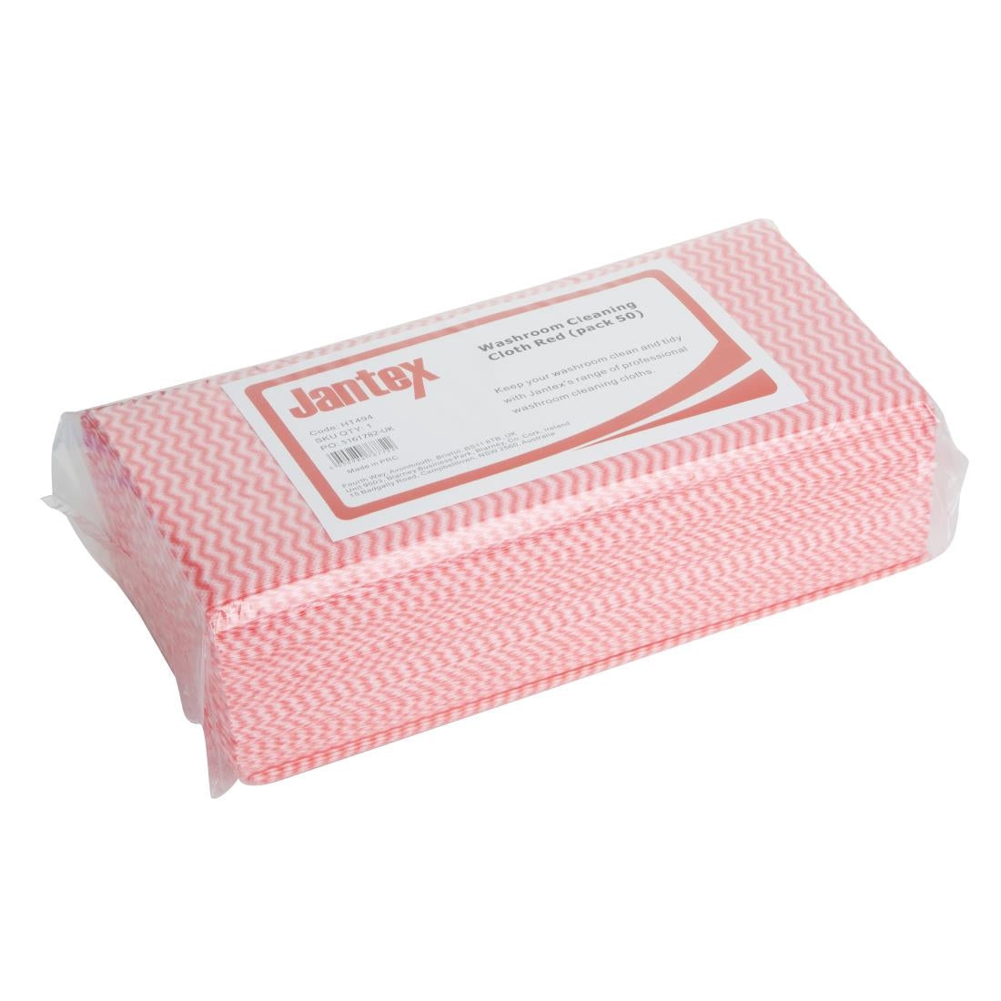 HT494 Jantex Washroom Cleaning Cloth Red (pack 50)