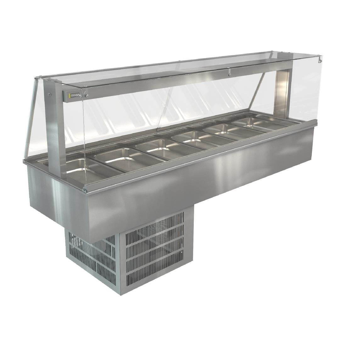 HT634 Cossiga Linear Series Drop-in Refrigerated Well w/Full Square Glass Gantry 2165mm