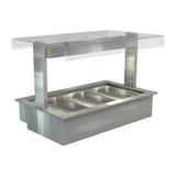 HT656 Cossiga Linear Series Drop-in Bain Marie 3x1/1GN w/Flat Top Sneeze Guard 1145mm - JD Catering Equipments Ltd
