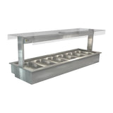 HT659 Cossiga Linear Series Drop-in Bain Marie 6x1/1GN w/Flat Top Sneeze Guard 2165mm - JD Catering Equipments Ltd