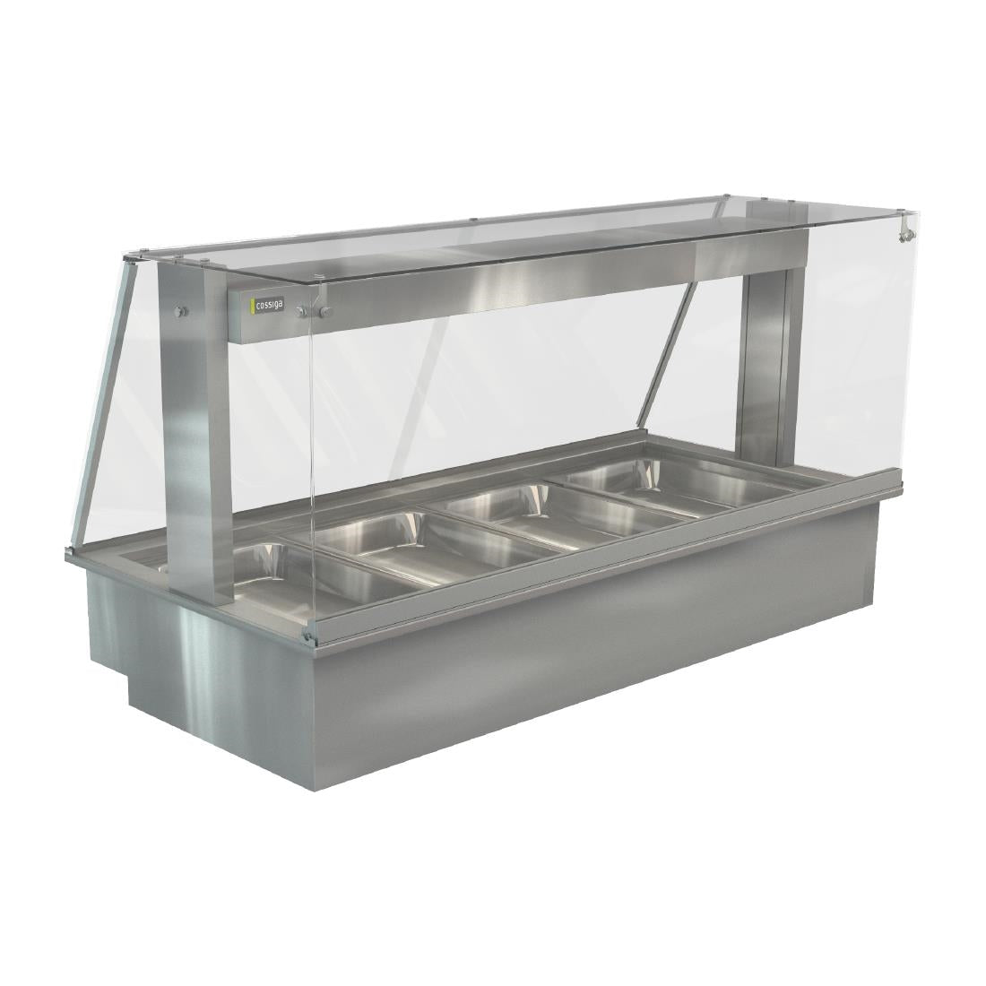 HT661 Cossiga Linear Series Drop-in Bain Marie 4x1/1GN w/Square Glass Assisted Service 1485mm