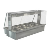 HT661 Cossiga Linear Series Drop-in Bain Marie 4x1/1GN w/Square Glass Assisted Service 1485mm - JD Catering Equipments Ltd