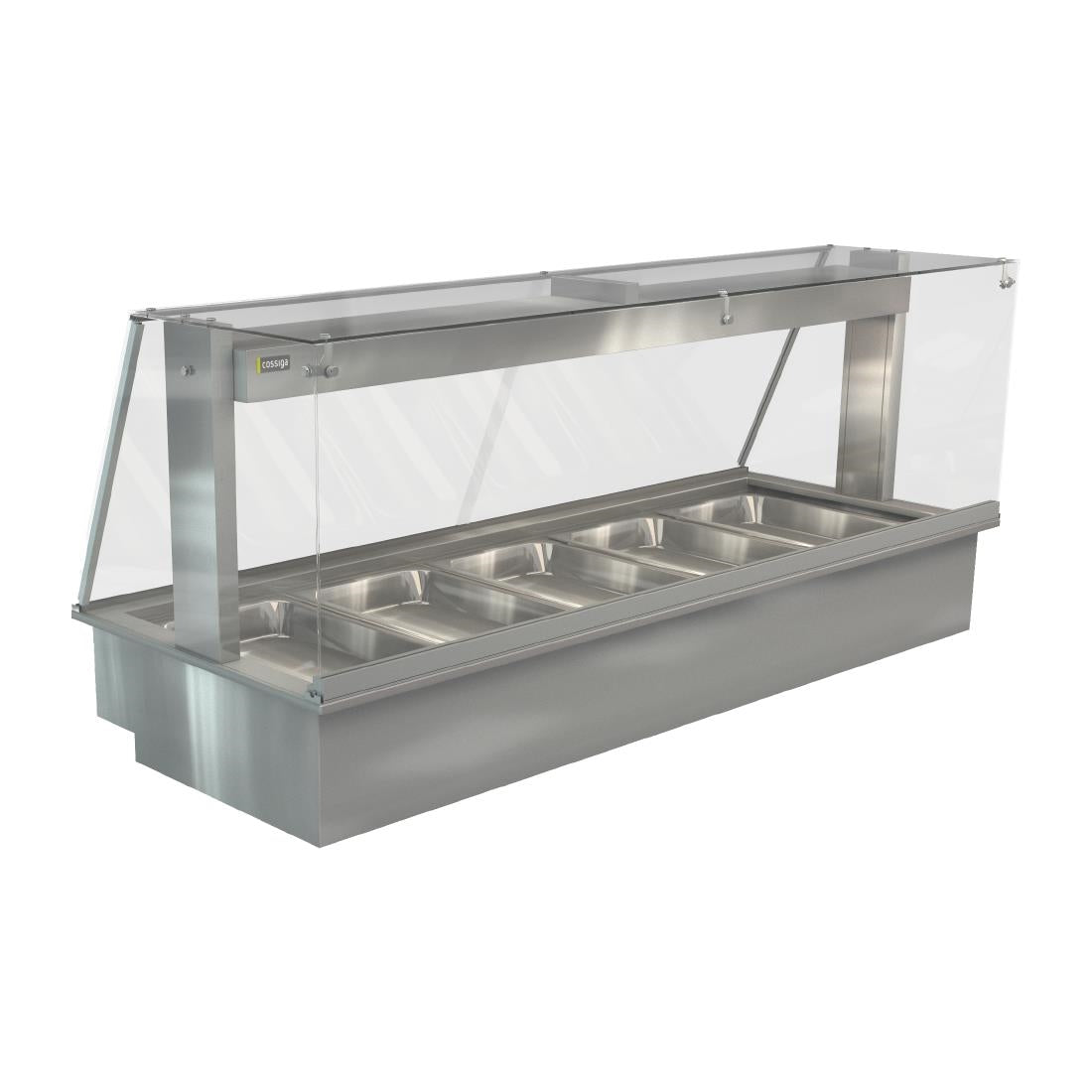 HT662 Cossiga Linear Series Drop-in Bain Marie 5x1/1GN w/Square Glass Assisted Service 1825mm