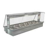 HT663 Cossiga Linear Series Drop-in Bain Marie 6x1/1GN w/Square Glass Assisted Service 2165mm - JD Catering Equipments Ltd