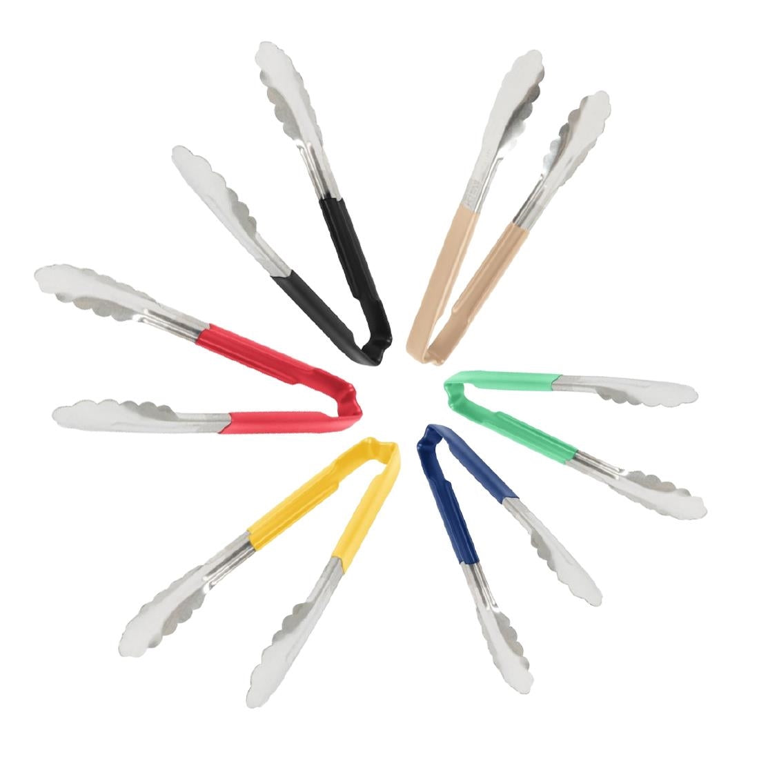 HU081 Vollrath Multi-coloured Utility Tongs Set 9.5"