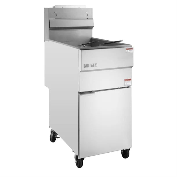 HU199 Buffalo Twin Basket Single Tank Freestanding Gas Fryer 28Ltr