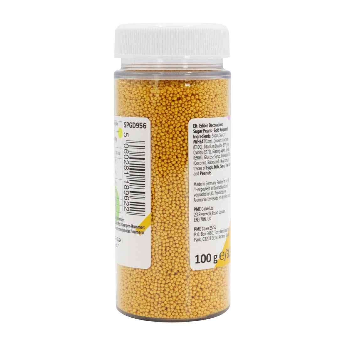 HU216 PME Sugar Pearls Nonpareils 100g - Gold