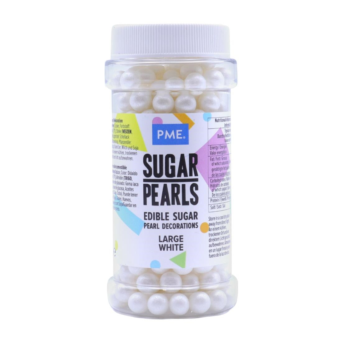 HU220 PME Large Sugar Pearls 90g - White