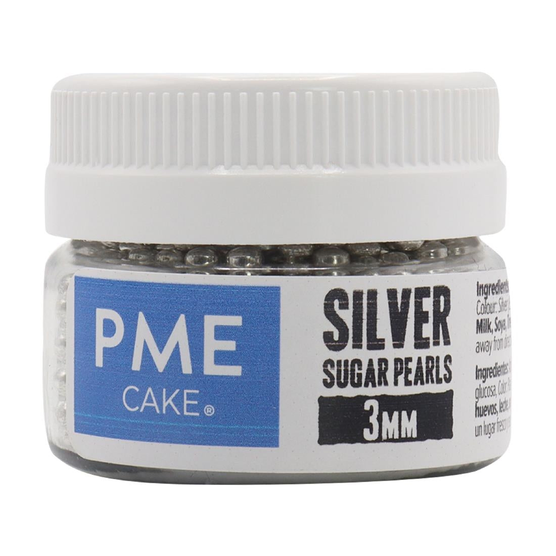 HU231 PME Silver Sugar Pearls 3mm