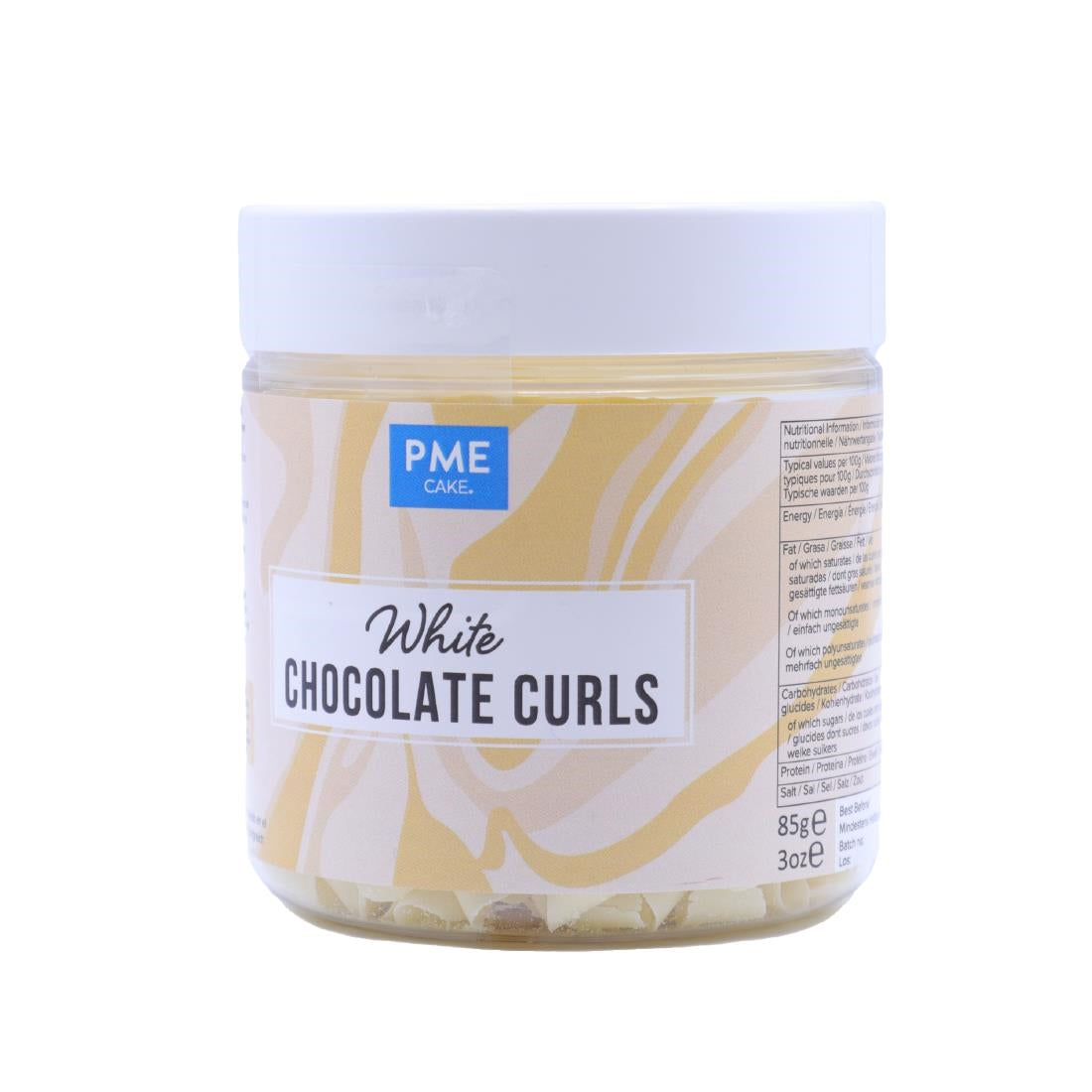 HU283 PME Chocolate Curls White Chocolate 85g